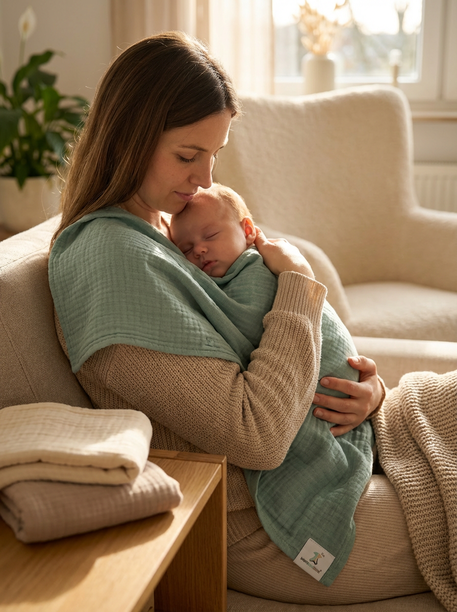 Sparset Wombi Newborn Musselin + Musselinspucktücher / Sommerschlafsack 0.5 TOG