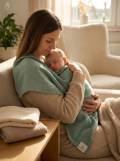 Sparset Wombi Newborn Musselin + Musselinspucktücher / Sommerschlafsack 0.5 TOG