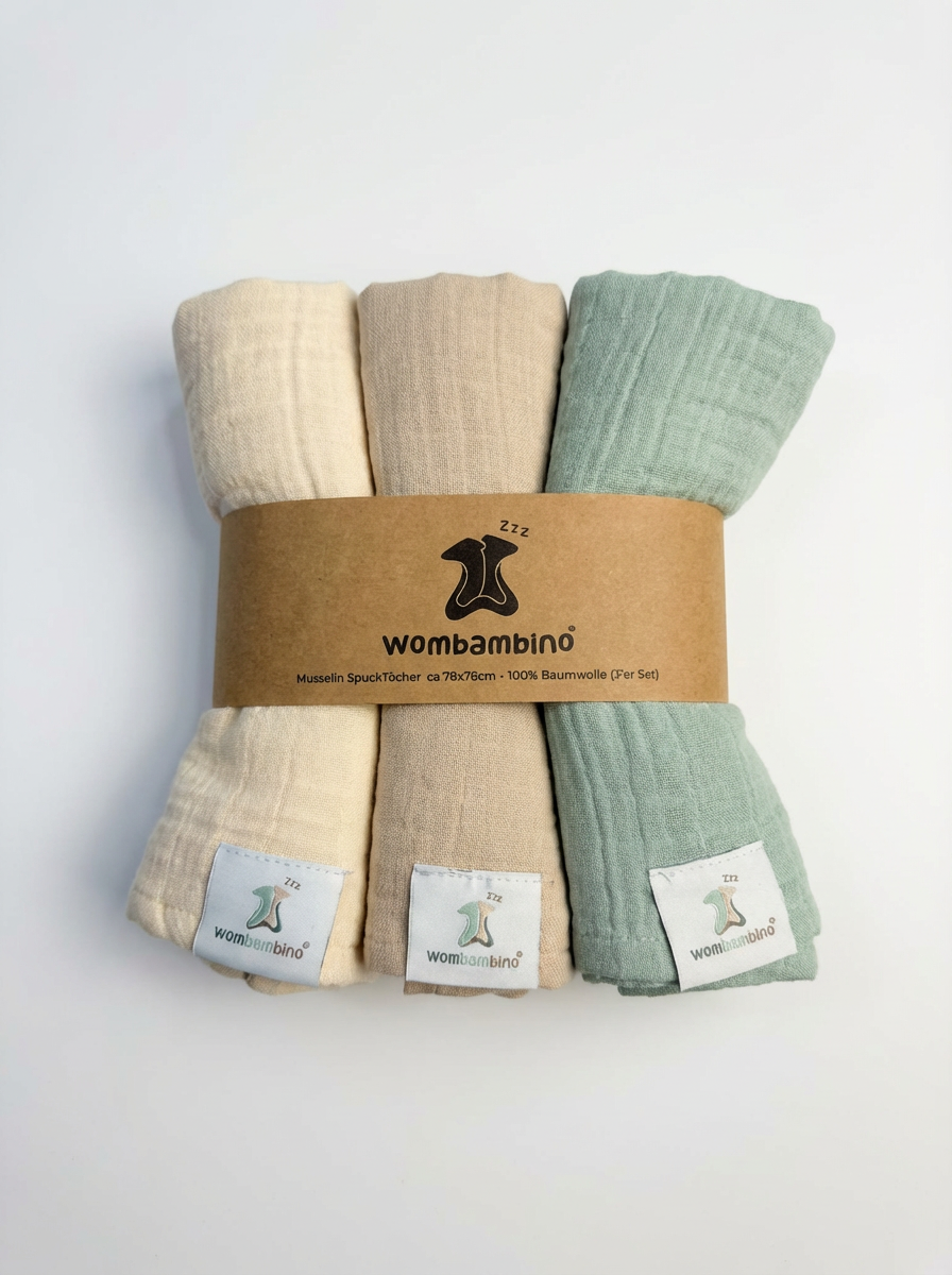 Sparset Wombi Newborn Musselin + Musselinspucktücher / Sommerschlafsack 0.5 TOG
